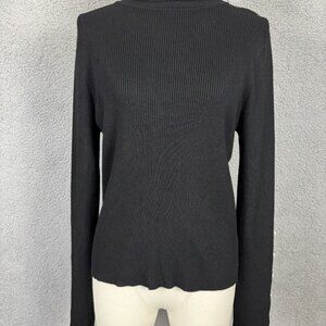 Hooked up by Iot  Juniors' Turtleneck Sweater faux pearl trims Black XL NWT's
